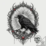 Onyx raven perched on cracked helm, tattoo fl… – tattoo sketch (№1752320112_0, 12.07.2025 11:35) — tattoovalue.net