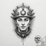 Rooted helm beneath spectral mist, ink illust… – tattoo sketch (№1752320389_0, 12.07.2025 11:39) — tattoovalue.net