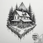 Blueprint of a family home, rendered with pre… – tattoo sketch (№1752320665_0, 12.07.2025 11:44) — tattoovalue.net