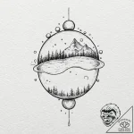 A whimsical bubble floating across sky, free,… – tattoo sketch (№1752320894_0, 12.07.2025 11:48) — tattoovalue.net