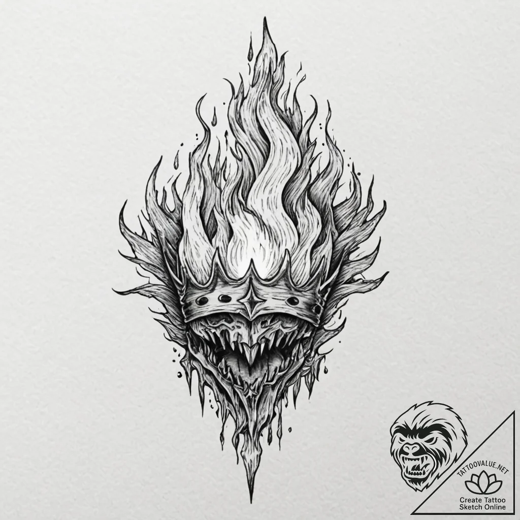 Kingр р†р вђљрівђћсћs crown devouring flame,... - tattoo sketch (№1752321370_0, 12.07.2025 11:56) — tattoovalue.net