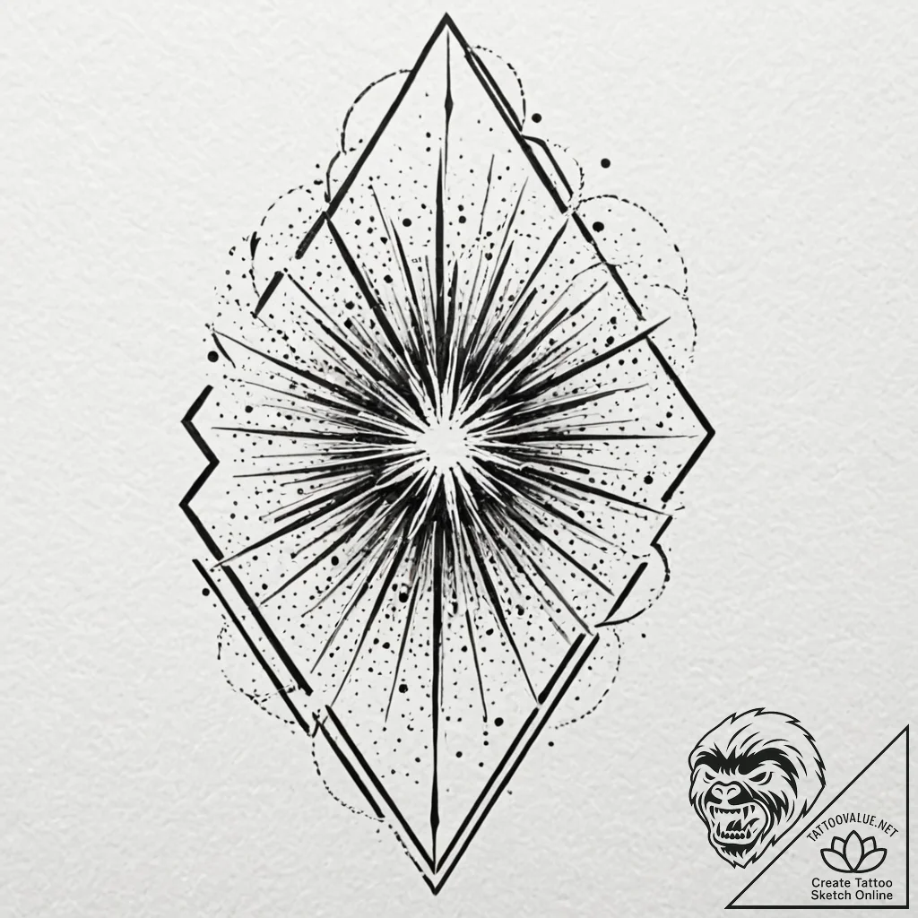Fireworks exploding, geometric style, tattoo... - tattoo sketch (№1752321702_0, 12.07.2025 12:01) — tattoovalue.net