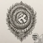 Unfurling serpent devouring rune, artistic ta… – tattoo sketch (№1752322199_0, 12.07.2025 12:09) — tattoovalue.net