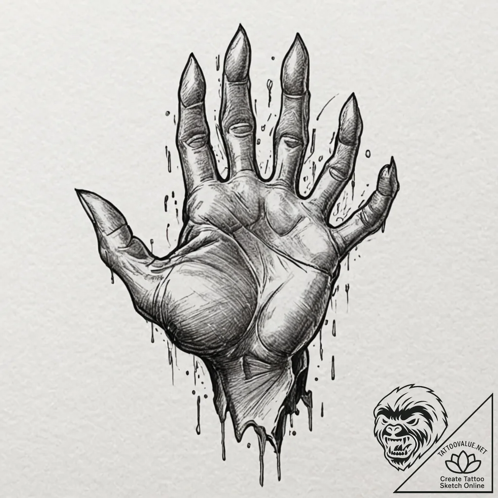 Raptor's claw, sharp and fossilized, concept... - tattoo sketch (№1752322367_0, 12.07.2025 12:12) — tattoovalue.net