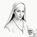 Nun – tattoo sketch (№1752322617_0, 12.07.2025 12:16) — tattoovalue.net