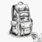 A detailed backpack with camping gear, prepar… – tattoo sketch (№1752323452_0, 12.07.2025 12:30) — tattoovalue.net