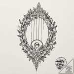 Quartz lyre echoing spectral song, tattoo ske… – tattoo sketch (№1752323703_0, 12.07.2025 12:35) — tattoovalue.net