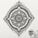 Jewel glyph burning through frost, ink illust… – tattoo sketch (№1752324037_0, 12.07.2025 12:40) — tattoovalue.net