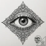 Obsidian eye beneath crimson sky, tattoo flas… – tattoo sketch (№1752324539_0, 12.07.2025 12:48) — tattoovalue.net