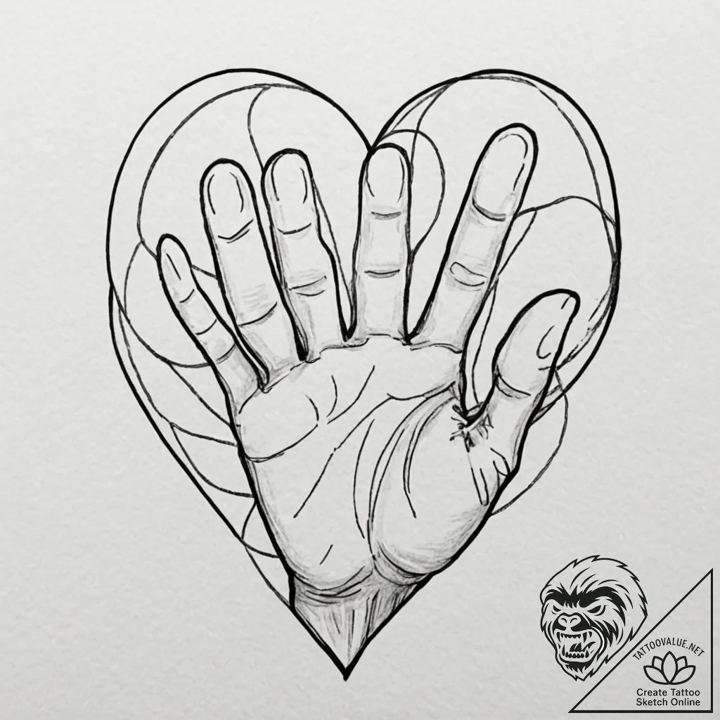 Finger heart gesture (k-pop style), tattoo dr... - tattoo sketch (№1752324623_0, 12.07.2025 12:50) — tattoovalue.net