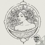A whimsical bubble bath with roses, romantic,… – tattoo sketch (№1752325125_0, 12.07.2025 12:58) — tattoovalue.net