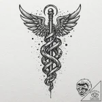 Caduceus staff, representing balance and nego… – tattoo sketch (№1752325291_0, 12.07.2025 13:01) — tattoovalue.net
