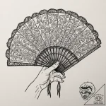 Lace fan, held by a delicate, ghostly hand, t… – tattoo sketch (№1752325541_0, 12.07.2025 13:05) — tattoovalue.net