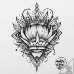Needle blade crowned with stars, ink illustra… – tattoo sketch (№1752325876_0, 12.07.2025 13:11) — tattoovalue.net