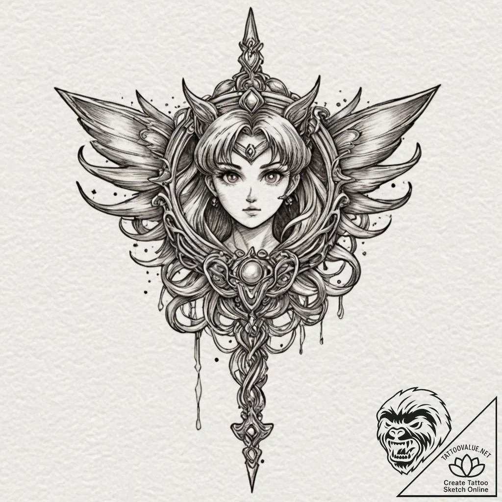 Sailor moon's transformation brooch or wand,... - tattoo sketch (№1752326125_0, 12.07.2025 13:15) — tattoovalue.net