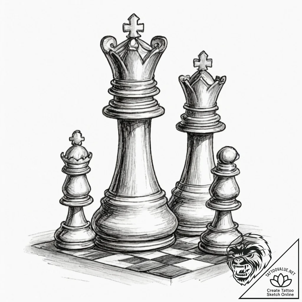 Chess - tattoo sketch (№1752326209_0, 12.07.2025 13:16) — tattoovalue.net