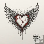 A detailed broken heart with wings, freedom f… – tattoo sketch (№1752326376_0, 12.07.2025 13:19) — tattoovalue.net