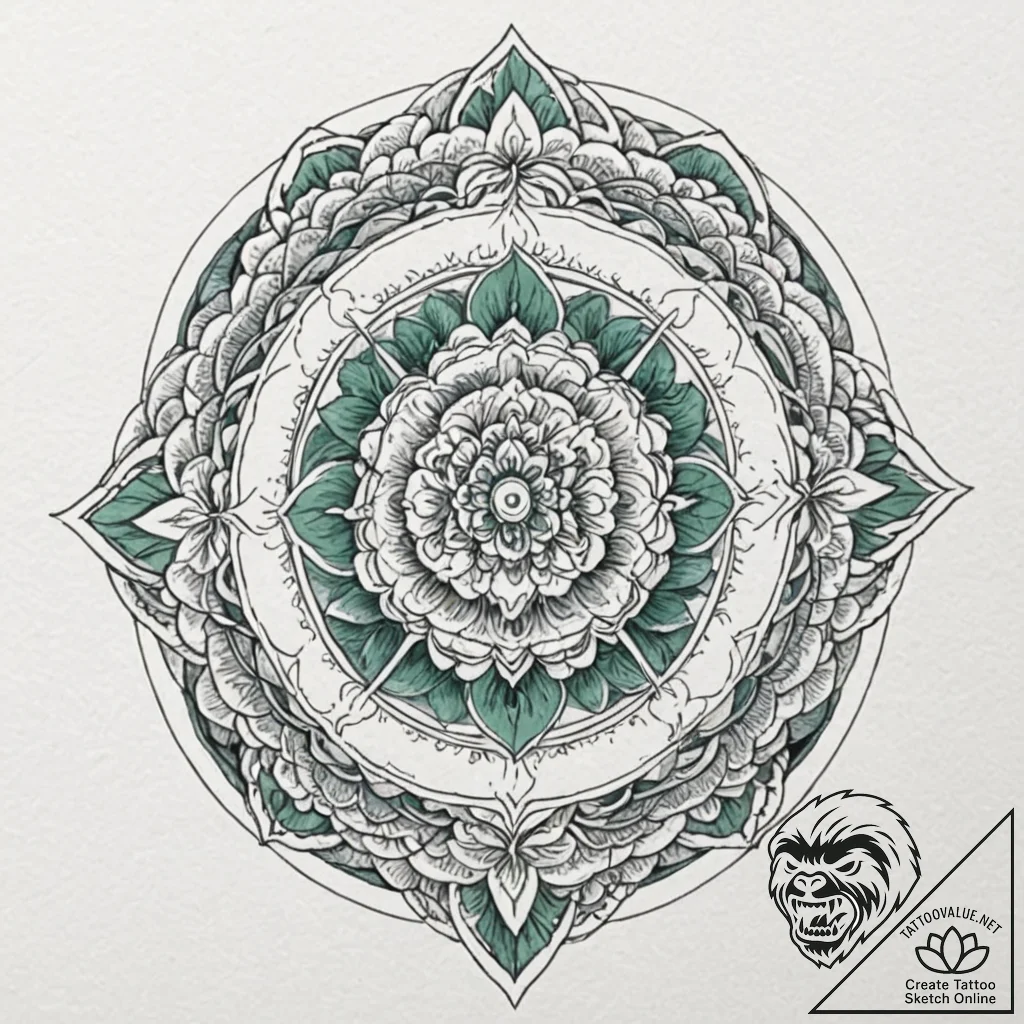Emerald serpent within burning bloom, concept... - tattoo sketch (№1752326871_0, 12.07.2025 13:27) — tattoovalue.net