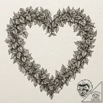 Vine of ivy forming a heart shape on a stone… – tattoo sketch (№1752327121_0, 12.07.2025 13:32) — tattoovalue.net