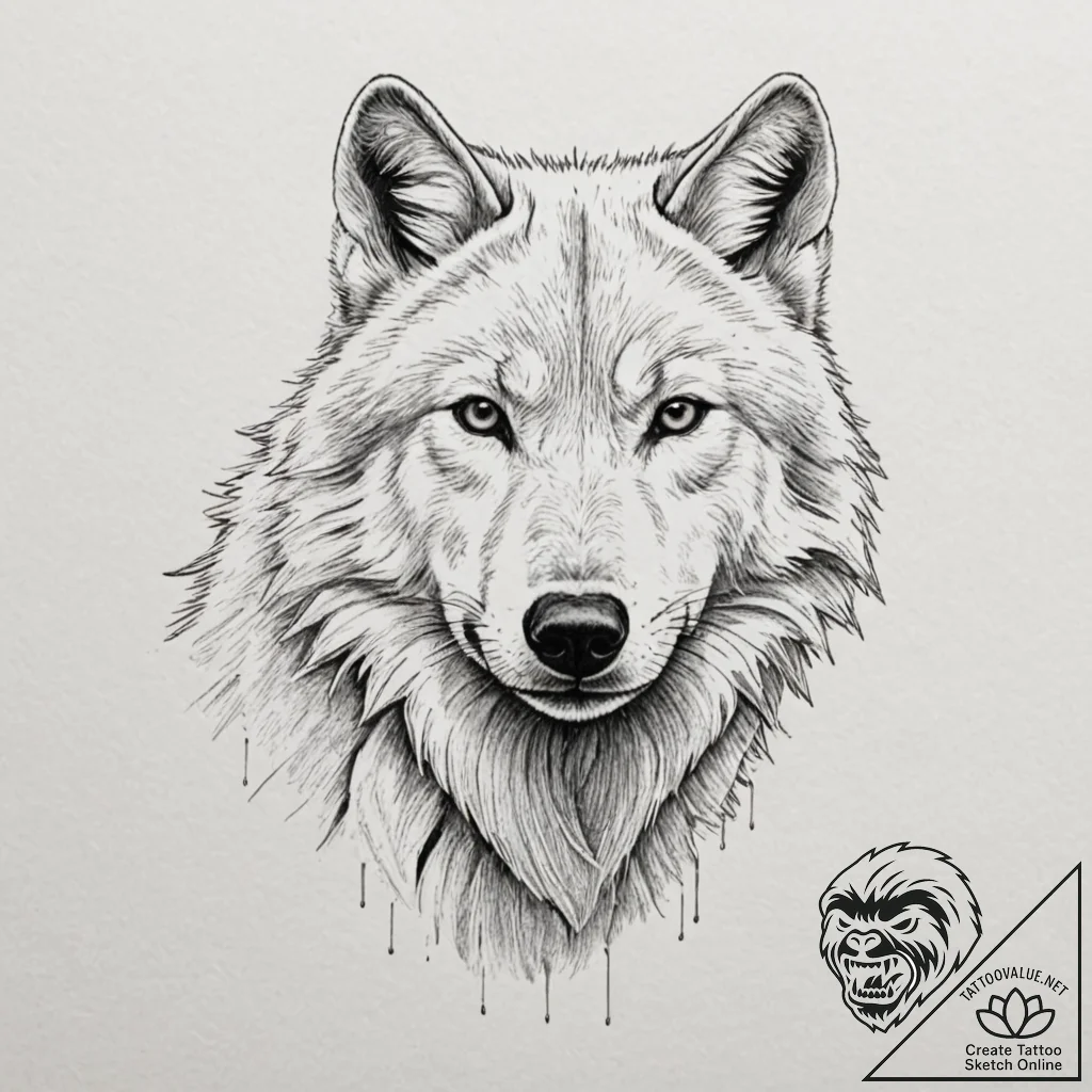 Arctic wolf with frost breath, concept art fo... - tattoo sketch (№1752327626_0, 12.07.2025 13:40) — tattoovalue.net