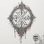 Blood runes bleeding from walls, tattoo drawi… – tattoo sketch (№1752328128_0, 12.07.2025 13:48) — tattoovalue.net