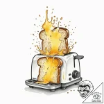 Toast with butter, popping from toaster, ink… – tattoo sketch (№1752328212_0, 12.07.2025 13:50) — tattoovalue.net