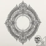 Oracle mirror reflecting void, artistic tatto… – tattoo sketch (№1752328546_0, 12.07.2025 13:55) — tattoovalue.net