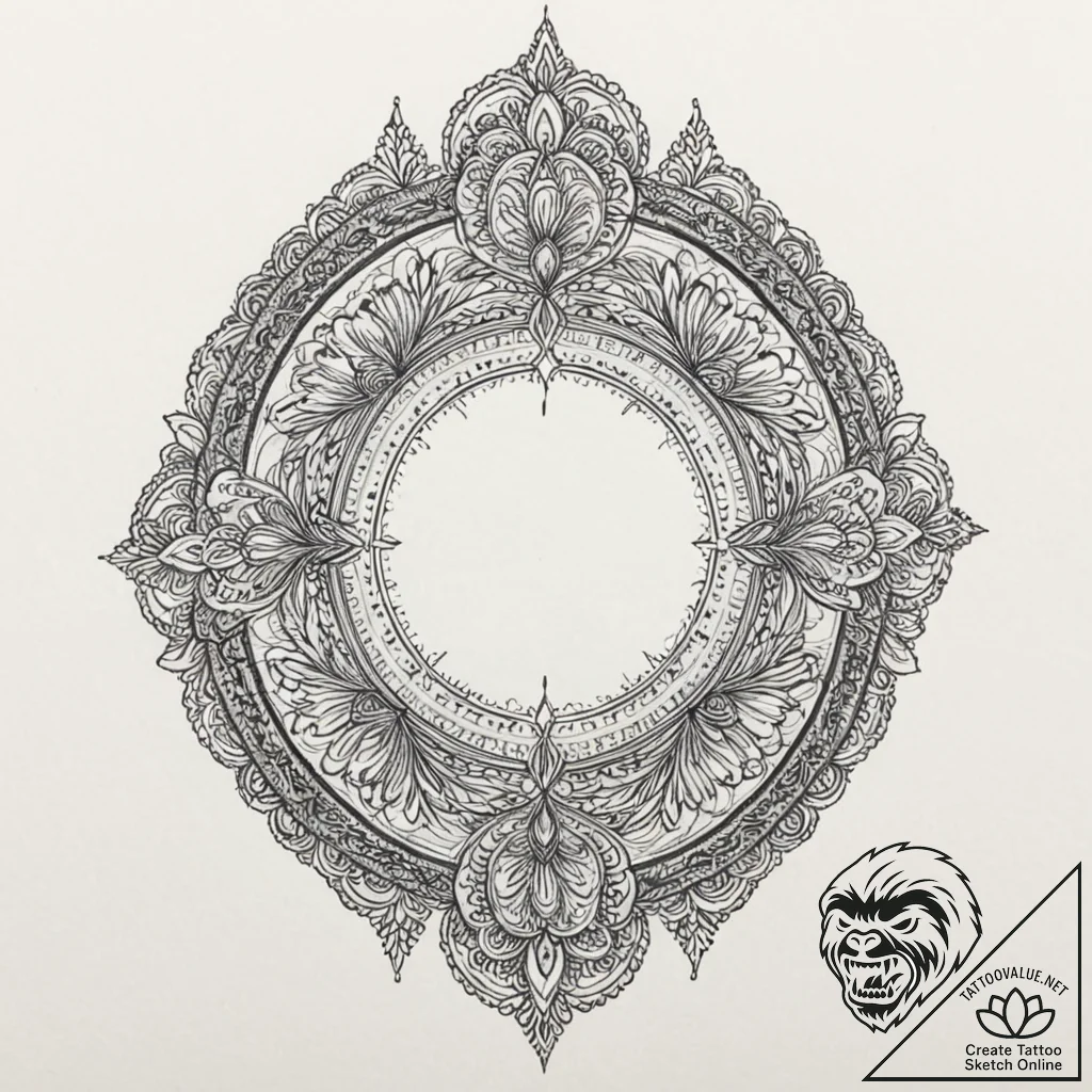 Oracle mirror reflecting void, artistic tatto... - tattoo sketch (№1752328546_0, 12.07.2025 13:55) — tattoovalue.net