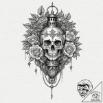Lantern chained to spectral tree, ink illustr… – tattoo sketch (№1752328629_0, 12.07.2025 13:57) — tattoovalue.net