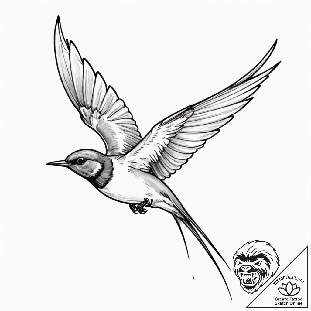Swallow - tattoo sketch (№1752328795_0, 12.07.2025 13:59) — tattoovalue.net