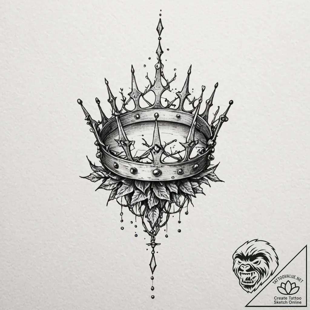 Glowing crown pierced by thorns, tattoo sketc... - tattoo sketch (№1752328879_0, 12.07.2025 14:01) — tattoovalue.net