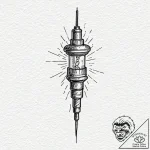 Injector needle filled with a volatile, glowi… – tattoo sketch (№1752329048_0, 12.07.2025 14:04) — tattoovalue.net