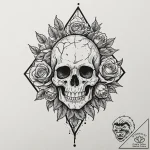Ruined helm devoured by roots, ink illustrati… – tattoo sketch (№1752329635_0, 12.07.2025 14:13) — tattoovalue.net