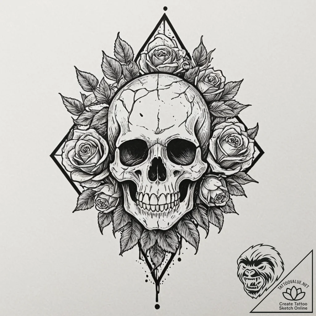 Ruined helm devoured by roots, ink illustrati... - tattoo sketch (№1752329635_0, 12.07.2025 14:13) — tattoovalue.net