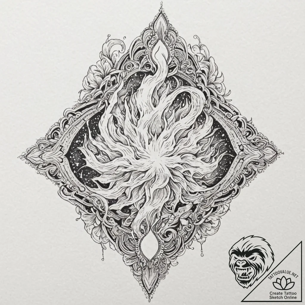 Nebula flame devouring starlight, tattoo draw... - tattoo sketch (№1752329884_0, 12.07.2025 14:18) — tattoovalue.net