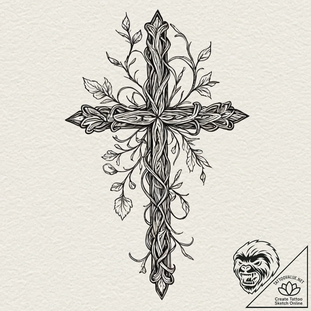 Treasure vines gripping bone relic, ink illus... - tattoo sketch (№1752330052_0, 12.07.2025 14:20) — tattoovalue.net