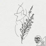 Shooting star leaving a trail of forget-me-no… – tattoo sketch (№1752331140_0, 12.07.2025 14:39) — tattoovalue.net