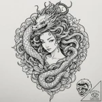 Medusa (full figure, not just the head), tatt… – tattoo sketch (№1752331223_0, 12.07.2025 14:40) — tattoovalue.net