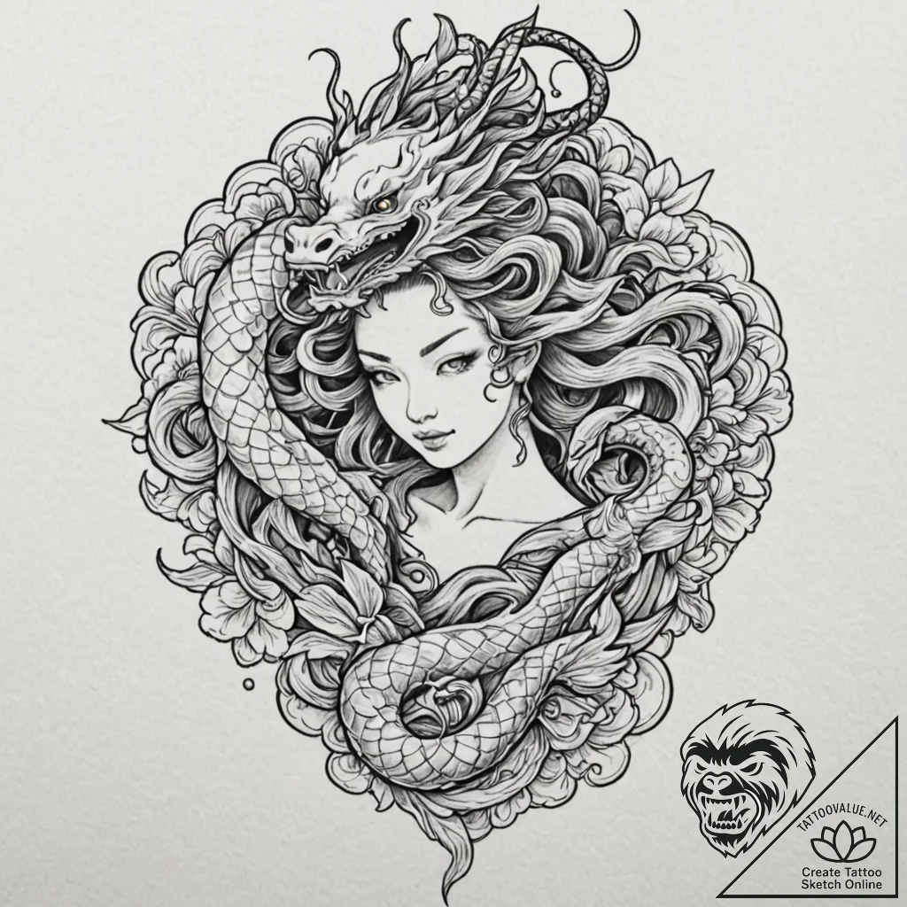 Medusa (full figure, not just the head), tatt... - tattoo sketch (№1752331223_0, 12.07.2025 14:40) — tattoovalue.net