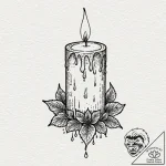 A lit candle dripping wax, artistic tattoo sk… – tattoo sketch (№1752331307_0, 12.07.2025 14:41) — tattoovalue.net