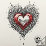 Glass heart being shattered by a sound wave,… – tattoo sketch (№1752331391_0, 12.07.2025 14:43) — tattoovalue.net