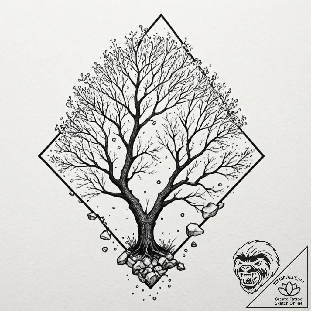 Crystal branches piercing sky, artistic tatto... - tattoo sketch (№1752331476_0, 12.07.2025 14:44) — tattoovalue.net