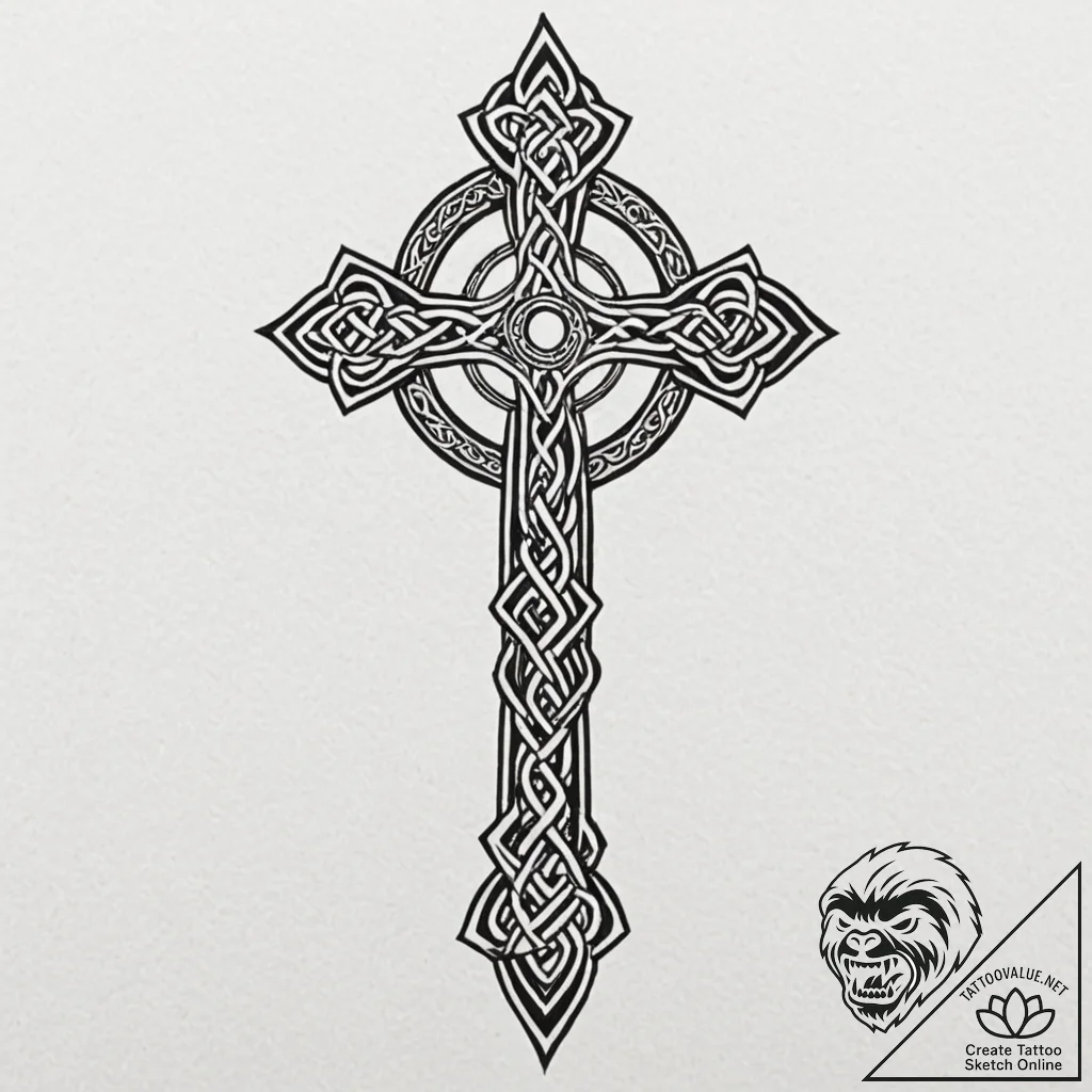 Celtic cross, concept art for tattoo, new sch... - tattoo sketch (№1752331559_0, 12.07.2025 14:45) — tattoovalue.net
