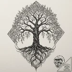 Burning roots of ancient tree, concept art fo… – tattoo sketch (№1752331727_0, 12.07.2025 14:48) — tattoovalue.net