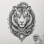 Tiger and dragon, tattoo drawing outline, on… – tattoo sketch (№1752332150_0, 12.07.2025 14:55) — tattoovalue.net