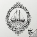 Origami paper boat sailing on a gentle ripple… – tattoo sketch (№1752332317_0, 12.07.2025 14:58) — tattoovalue.net