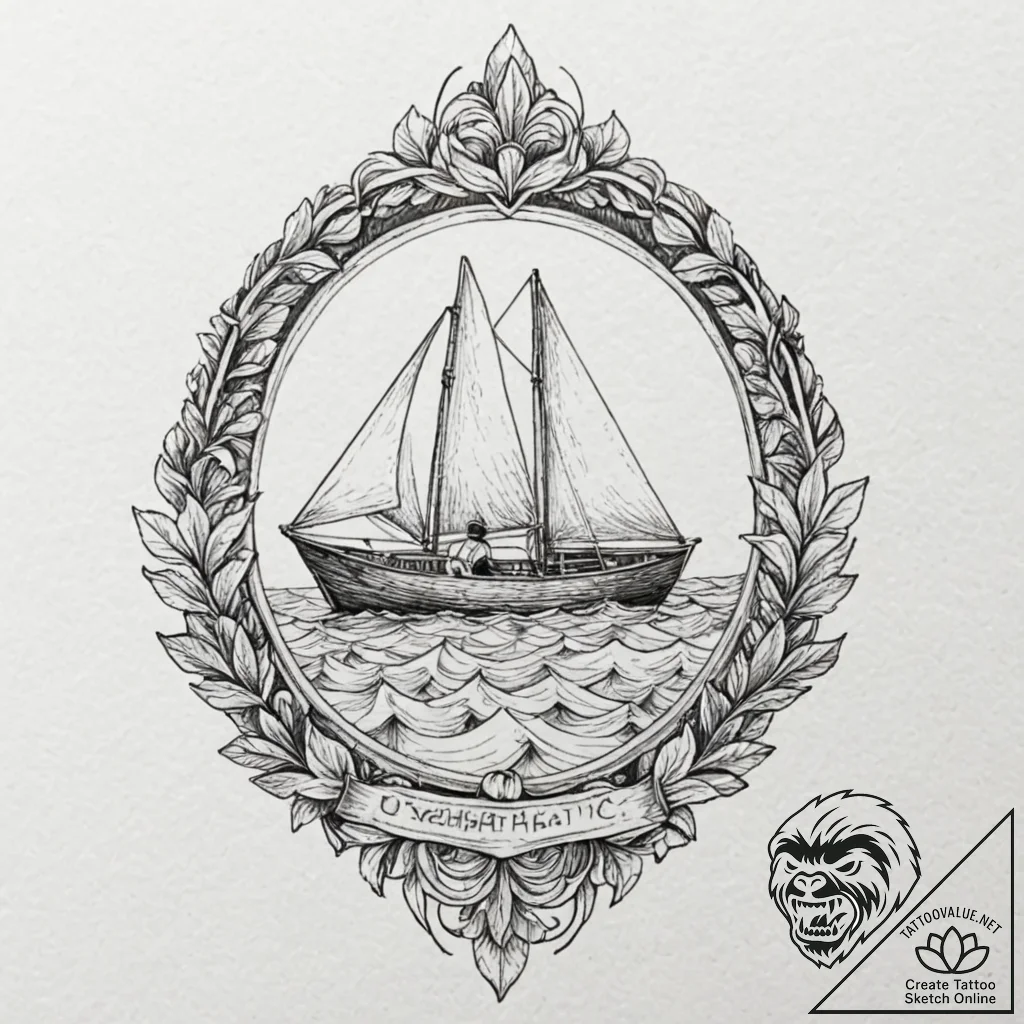 Origami paper boat sailing on a gentle ripple... - tattoo sketch (№1752332317_0, 12.07.2025 14:58) — tattoovalue.net