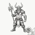 Viking warrior with a cybernetically enhanced… – tattoo sketch (№1752332986_0, 12.07.2025 15:09) — tattoovalue.net