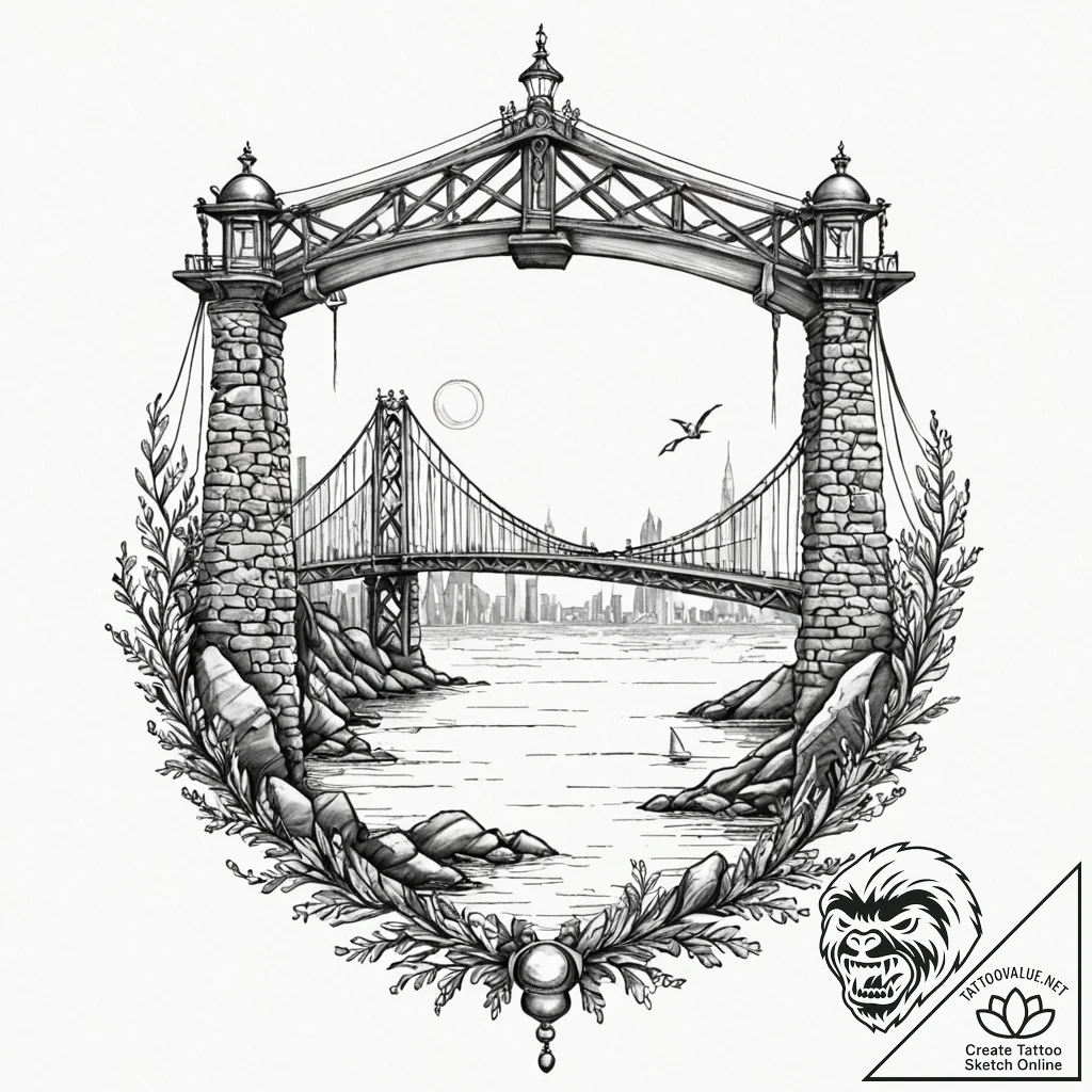 Bridge, stone or suspension, symbolizing conn... - tattoo sketch (№1752333238_0, 12.07.2025 15:13) — tattoovalue.net