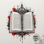 An ancient grimoire open on a lectern, pages… – tattoo sketch (№1752333572_0, 12.07.2025 15:19) — tattoovalue.net